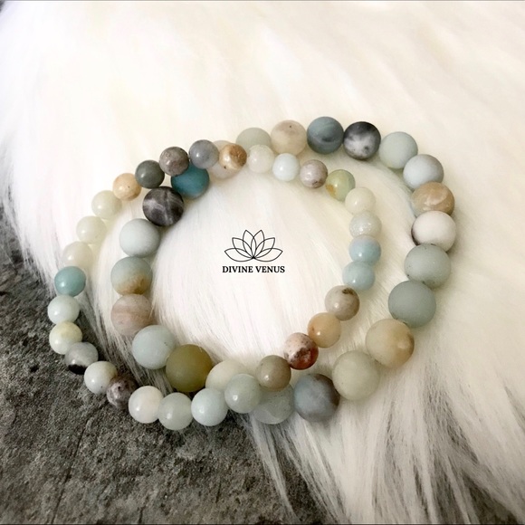 Amazonite Stone Stretch Bracelet Set - Picture 8 of 9